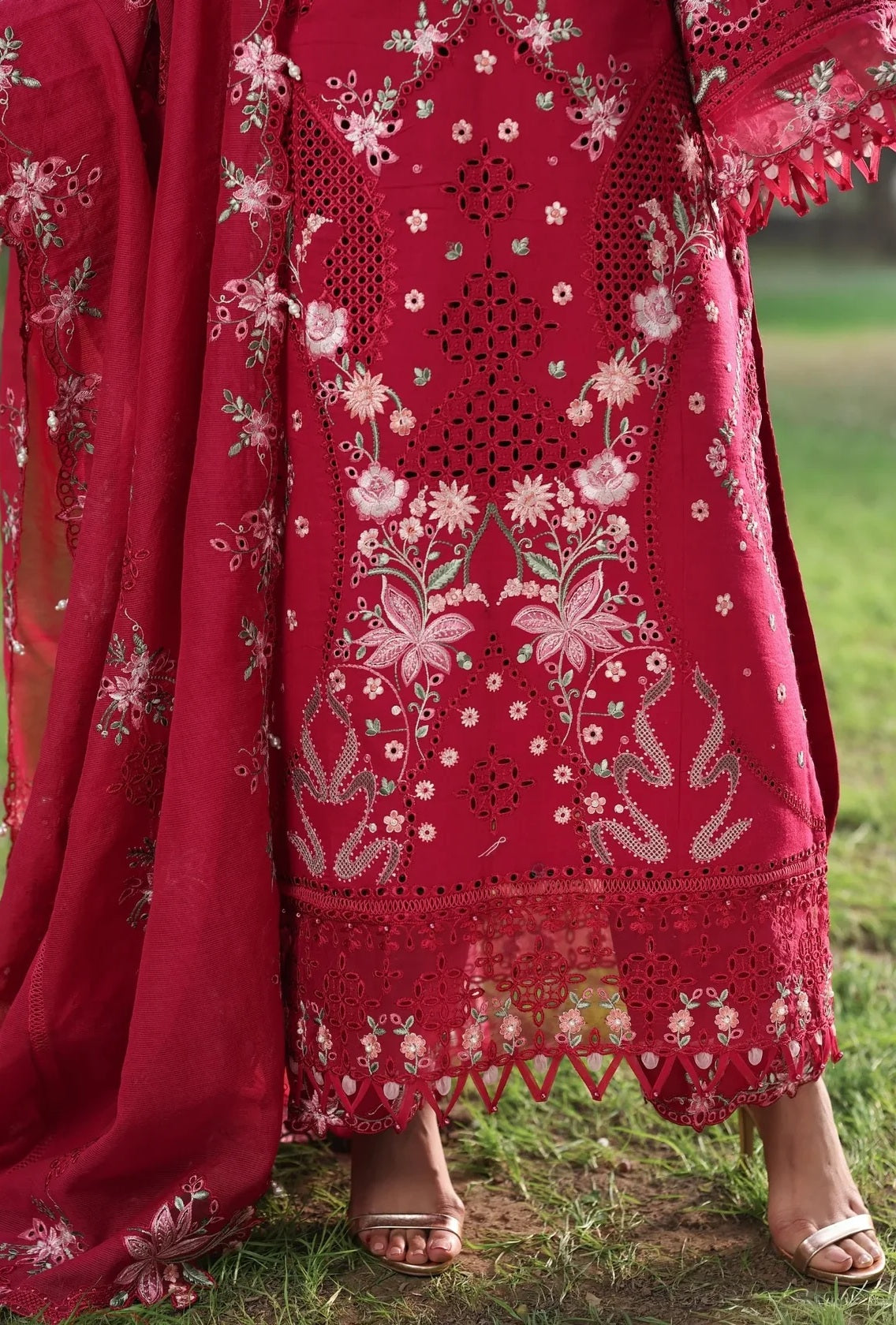 Sardinia - Luxury Lawn Embroidered Unstitched 3 Piece - FLORAL FUCHSIA