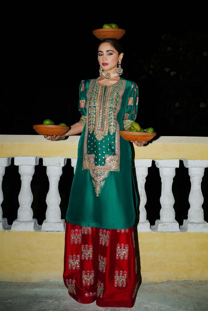Hussain Rehar - Luxury Raw Silk Embroidered 3 Piece Unstitched - Beryl