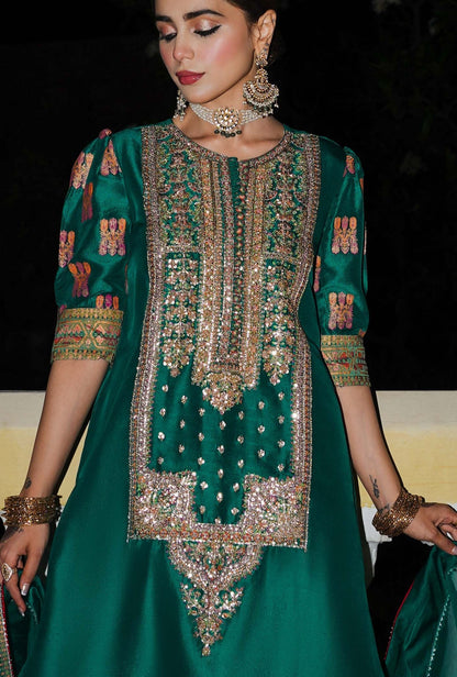 Hussain Rehar - Luxury Raw Silk Embroidered 3 Piece Unstitched - Beryl