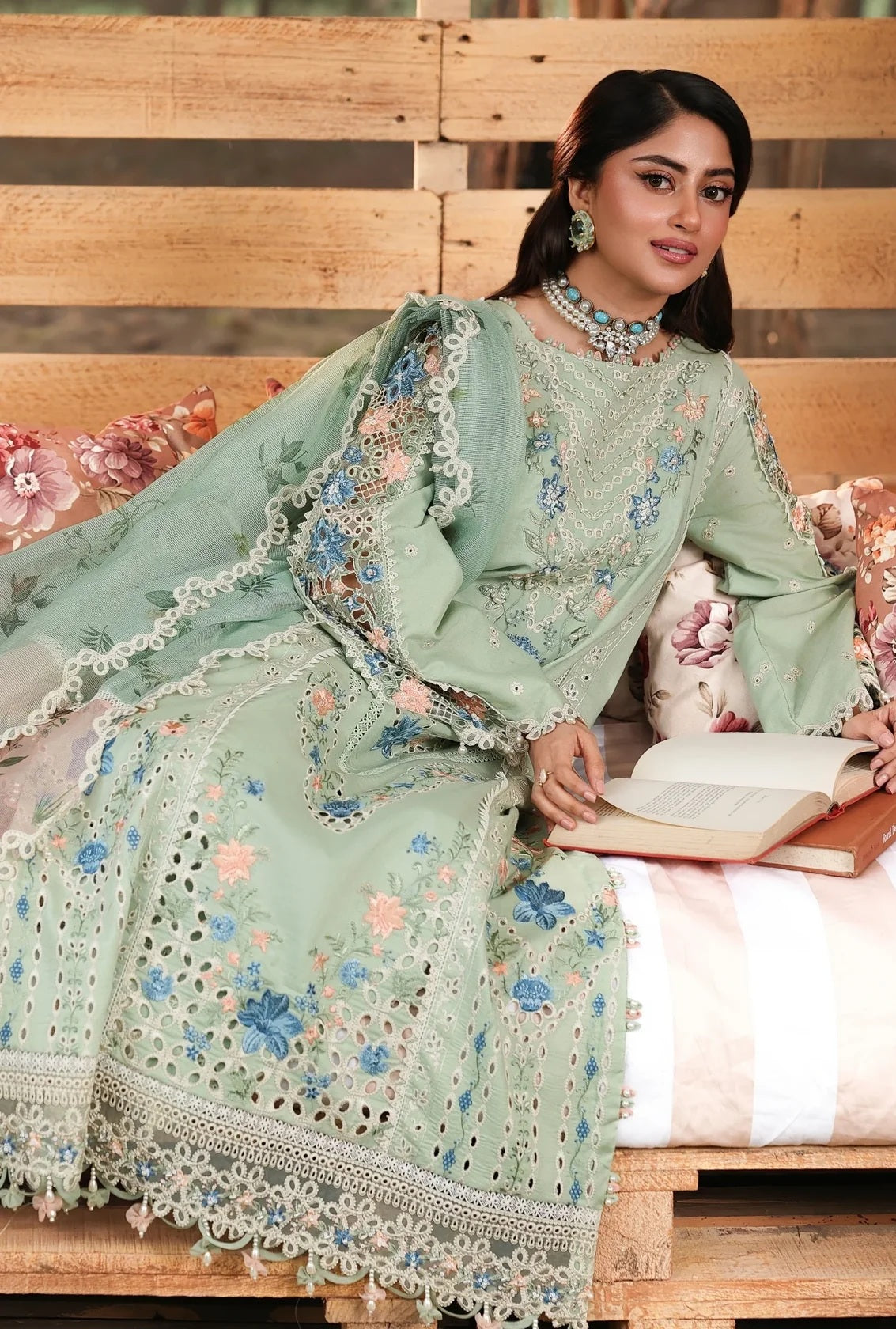 Sardinia - Luxury Lawn Embroidered 3 Piece Unstitched - SUMMER SAGE