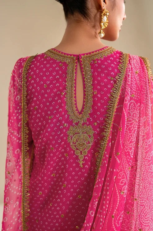 Baroque Pink Luxury Embroidered Chiffon Unstitched 3Pc