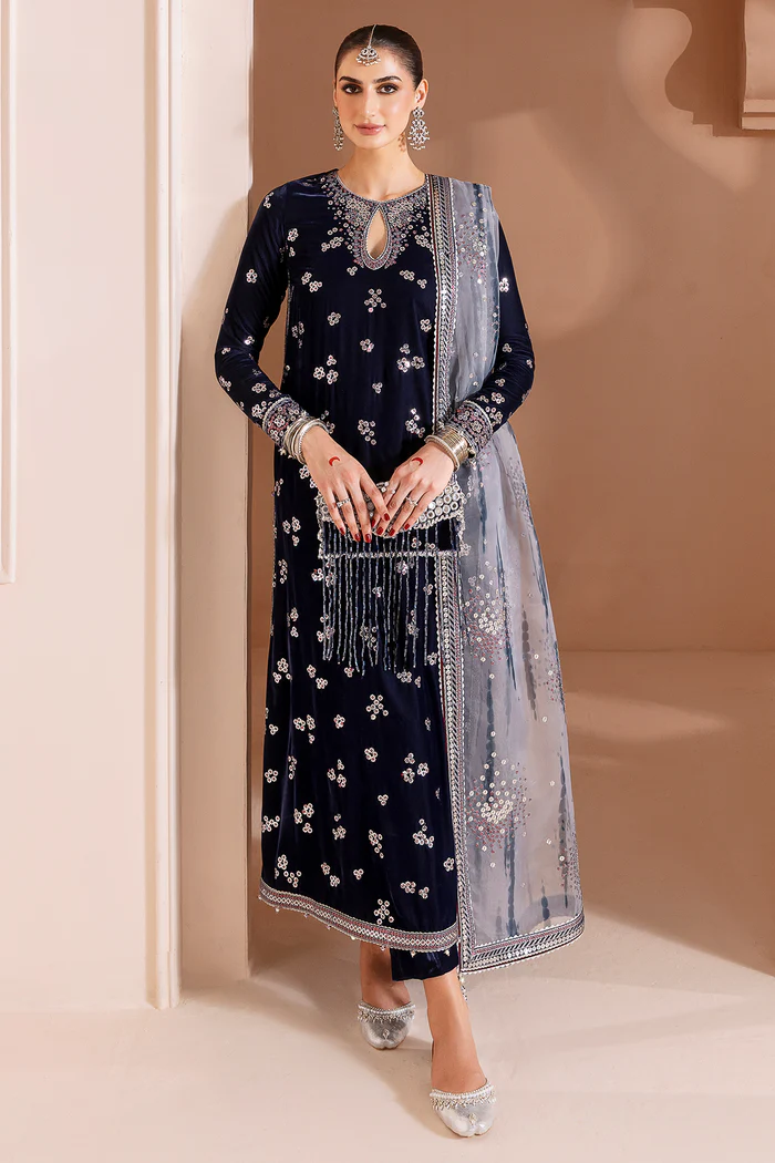 Jazmin Embroidered Velvet Formal 3 Pc Unstitched CVF Chandni