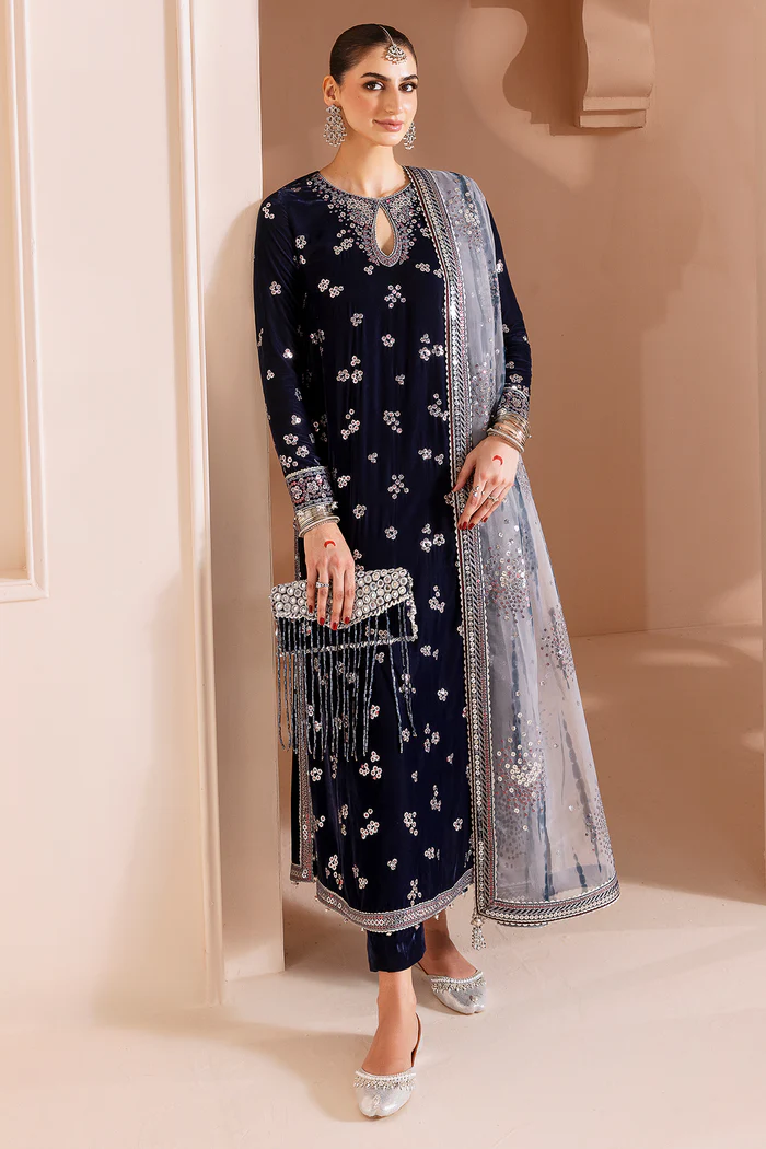 Jazmin Embroidered Velvet Formal 3 Pc Unstitched CVF Chandni