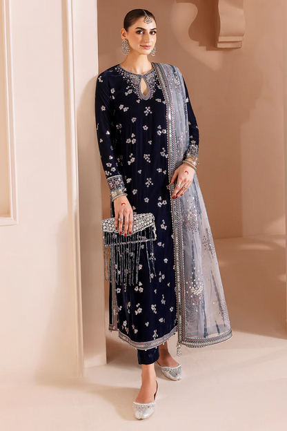 Jazmin Embroidered Velvet Formal 3 Pc Unstitched CVF Chandni