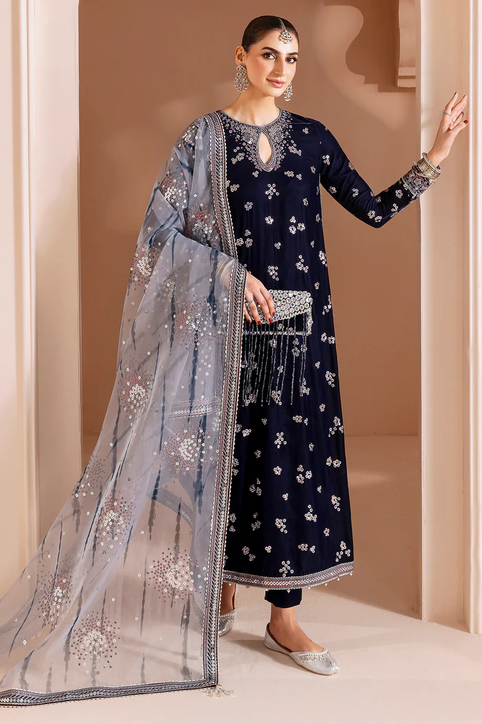 Jazmin Embroidered Velvet Formal 3 Pc Unstitched CVF Chandni