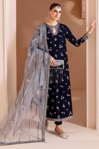 Jazmin Embroidered Velvet Formal 3 Pc Unstitched CVF Chandni