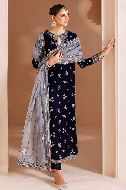 Jazmin Embroidered Velvet Formal 3 Pc Unstitched CVF Chandni