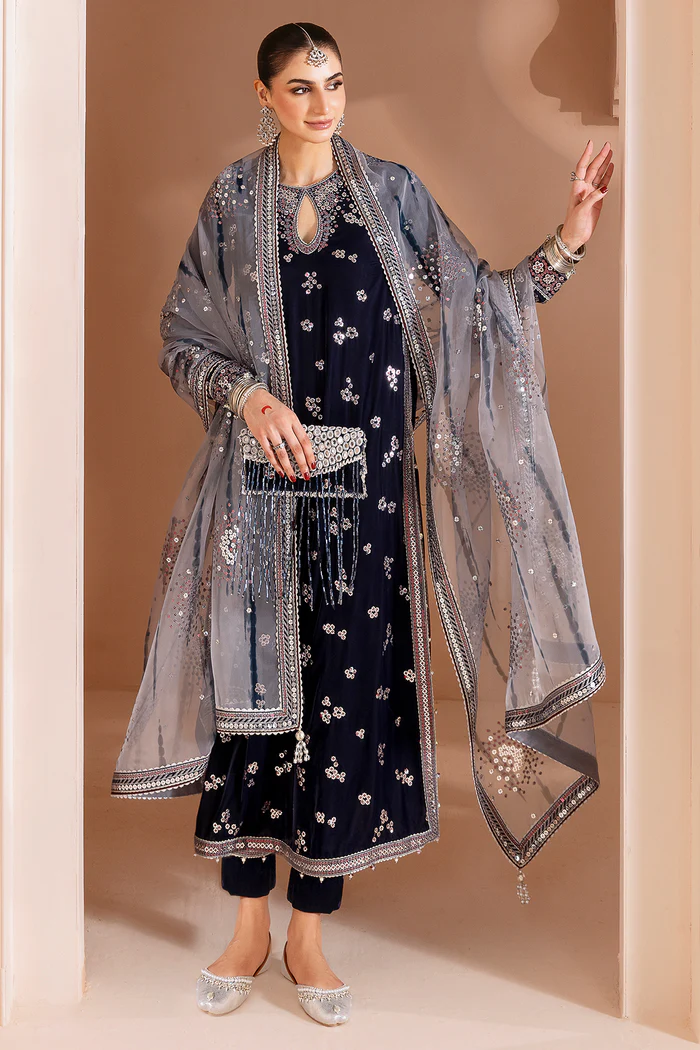 Jazmin Embroidered Velvet Formal 3 Pc Unstitched CVF Chandni