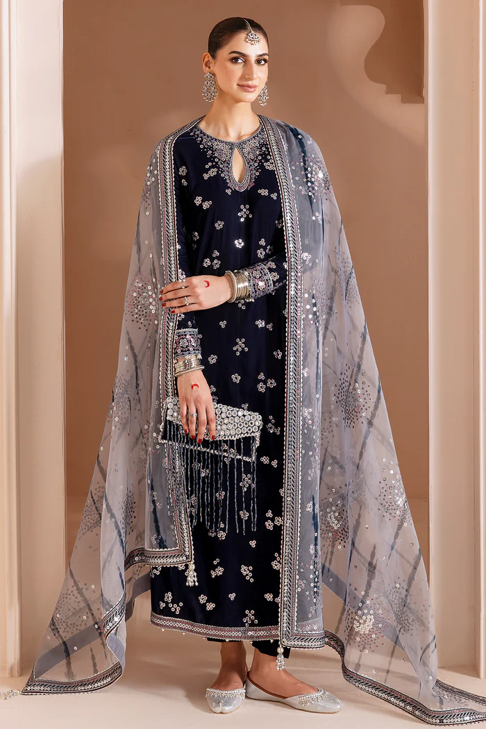 Jazmin Embroidered Velvet Formal 3 Pc Unstitched CVF Chandni