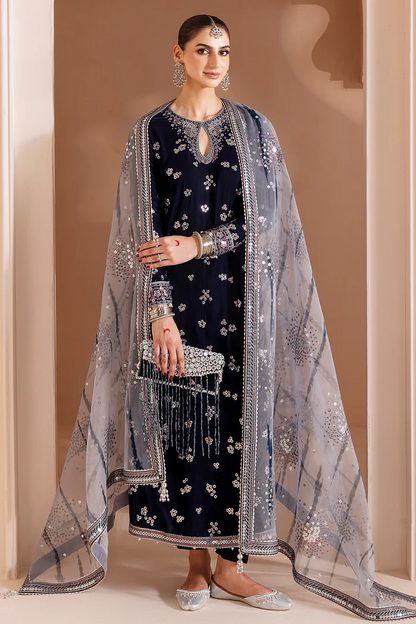 Jazmin Embroidered Velvet Formal 3 Pc Unstitched CVF Chandni