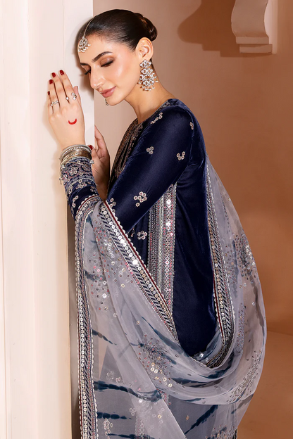 Jazmin Embroidered Velvet Formal 3 Pc Unstitched CVF Chandni
