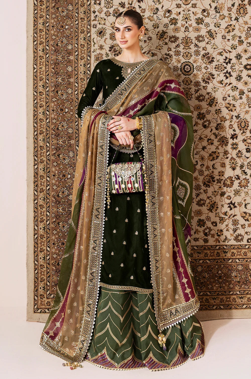 Jazmin Luxury Velvet Embroidered 3 Piece Unstitched - CVF