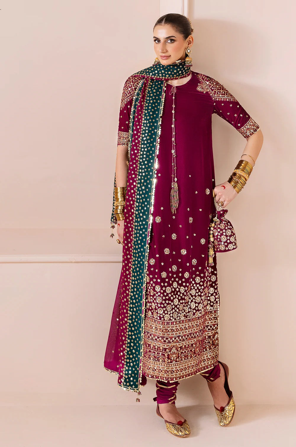 Jazmin Luxury Velvet Embroidered Unstitched 3 Piece - CVF