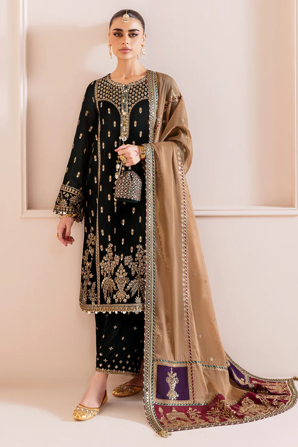 Jazmin Luxury Velvet Unstitched Collection CVF With Potli