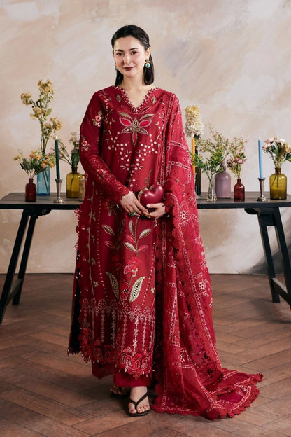 Maryam Hussain - 3PC Unstitched Lawn Embroidered Shirt with Cotton Net Embroidered Dupatta and Trouser
