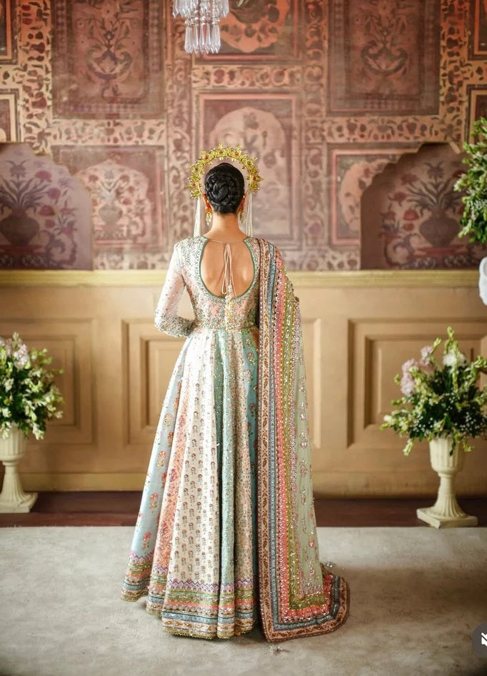 Nomi Ansari Luxury Raw Silk Embroidered Unstitched 3PC Suit - Maryum Nawaz