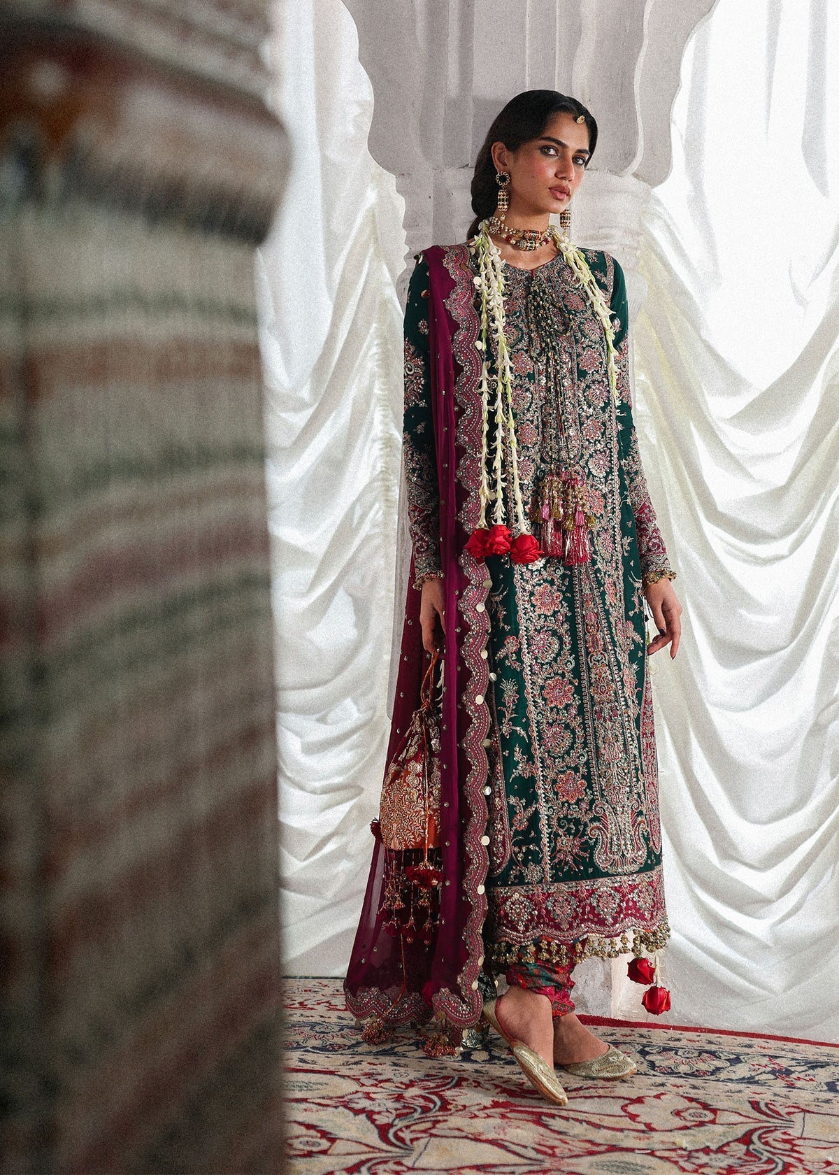 Hussain Rehar Luxury Raw Silk Embroidered 3Pc Unstitched Suit Morni