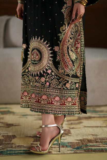 Ethnc Luxury Raw Silk Embroidered Unstitched 3PC Suit - Kaftan