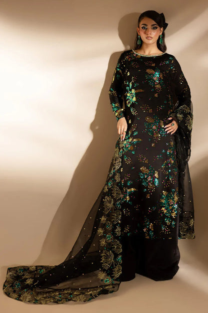 Nureh Luxury Raw Silk 3 Piece Unsticthed - Golden Star Dust