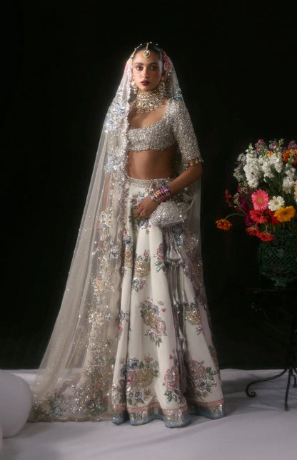 Hussain Rehar Luxury Raw Silk Embroidered 3Pc Unstitched Suit Raks