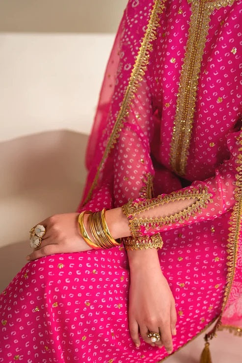 Baroque Pink Luxury Embroidered Chiffon Unstitched 3Pc