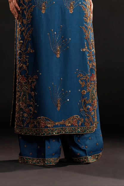 Pehnawa Luxury Raw Silk Embroidered 3Pc Unstitched Suit Azure Dynasty