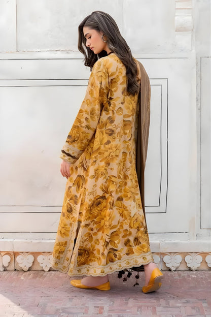 Baroque - 3PC Unstitched Printed Khaddar Shirt with Printed Khaddar Dupatta and Same Printed Trouser