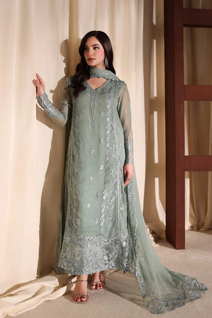 Azure Luxury Embroidered Chiffon Unstitched 3Pc Suit Satin Sage
