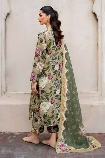 Baroque - 3PC Unstitched Printed Khaddar Shirt with Printed Khaddar Dupatta and Same Printed Trouser