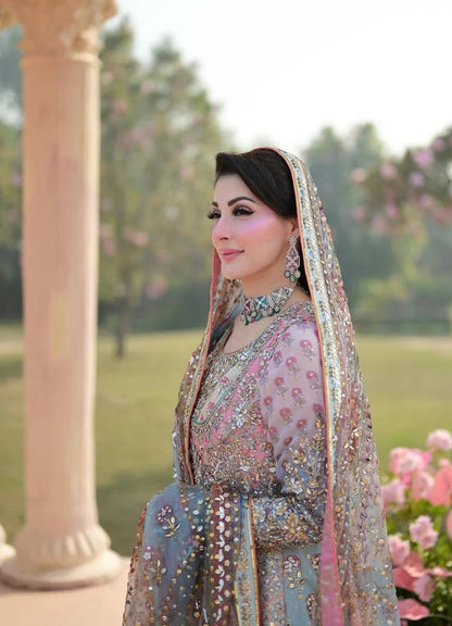 Nomi Ansari Luxury Raw Silk Embroidered Unstitched 3PC Suit - Maryum Nawaz