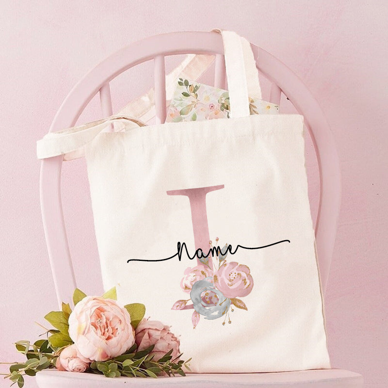 Monogrammed Canvas Bag Women's Letter Print Tote