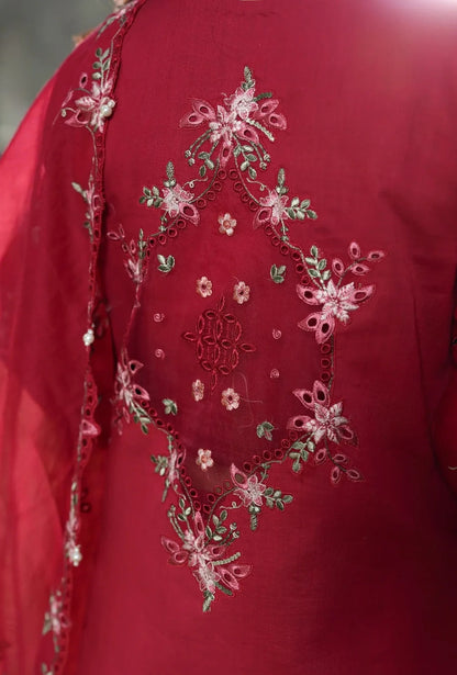 Sardinia - Luxury Lawn Embroidered Unstitched 3 Piece - FLORAL FUCHSIA