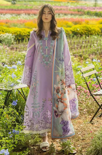 Mushq - 3PC Lawn Embroidered Shirt with Printed Silk Dupatta (Unstitched)
