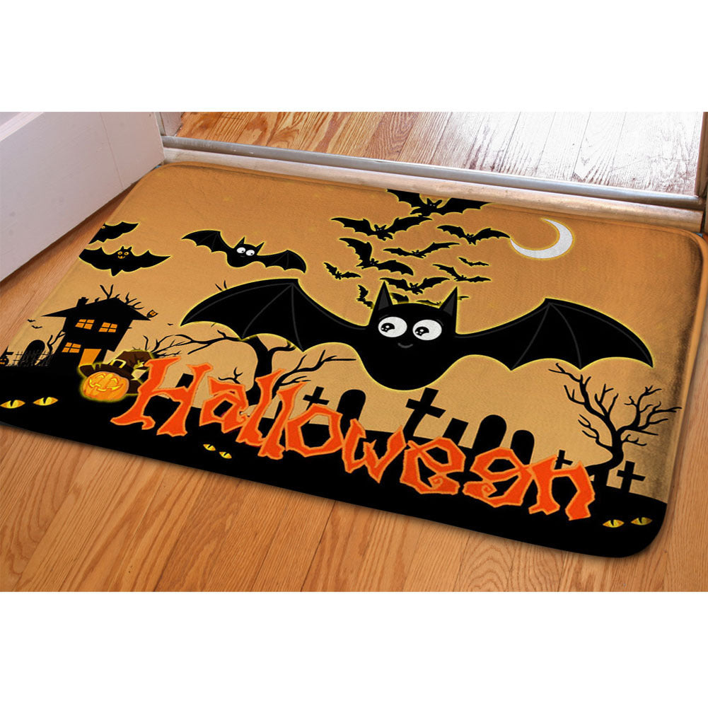 Halloween Ghost Bat Print Toilet Rug