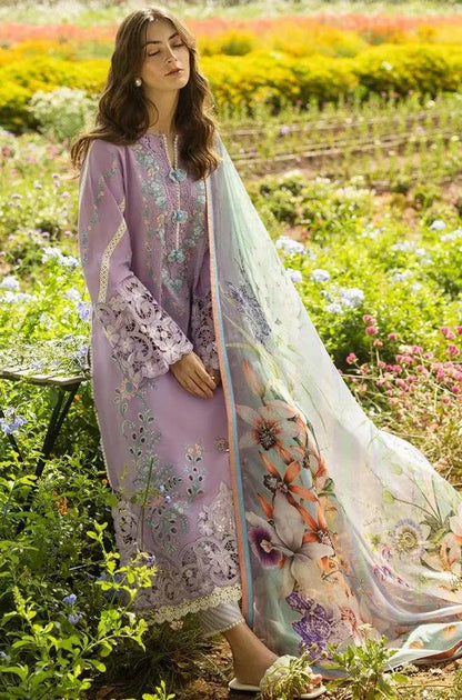 Mushq - 3PC Lawn Embroidered Shirt with Printed Silk Dupatta (Unstitched)