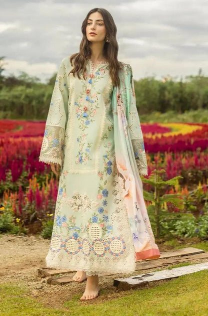 Mushq - 3PC Lawn Embroidered Shirt with Printed Silk Dupatta (Unstitched)