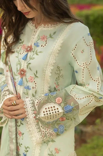 Mushq - 3PC Lawn Embroidered Shirt with Printed Silk Dupatta (Unstitched)