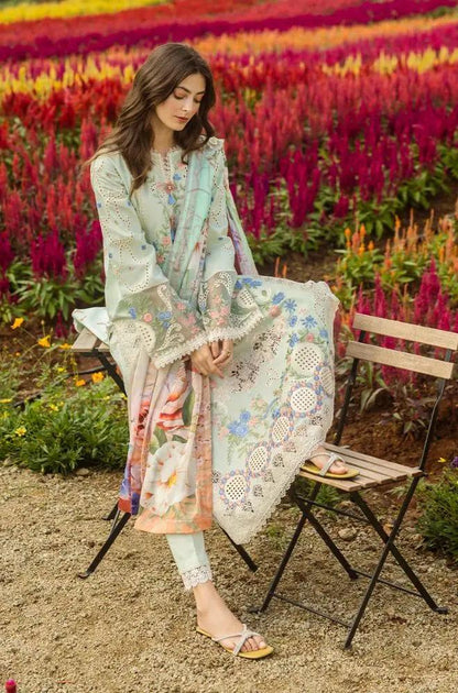 Mushq - 3PC Lawn Embroidered Shirt with Printed Silk Dupatta (Unstitched)