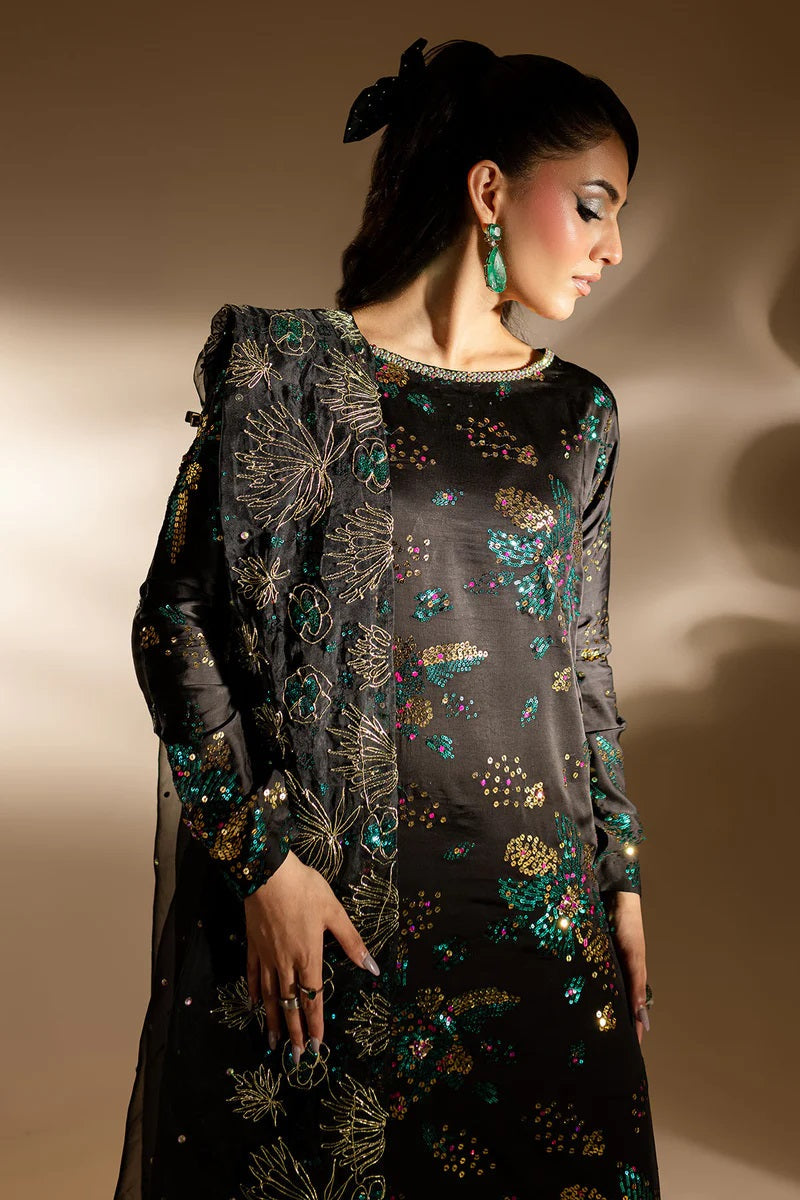 Nureh Luxury Raw Silk 3 Piece Unsticthed - Golden Star Dust