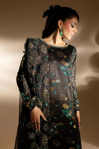 Nureh Luxury Raw Silk 3 Piece Unsticthed - Golden Star Dust
