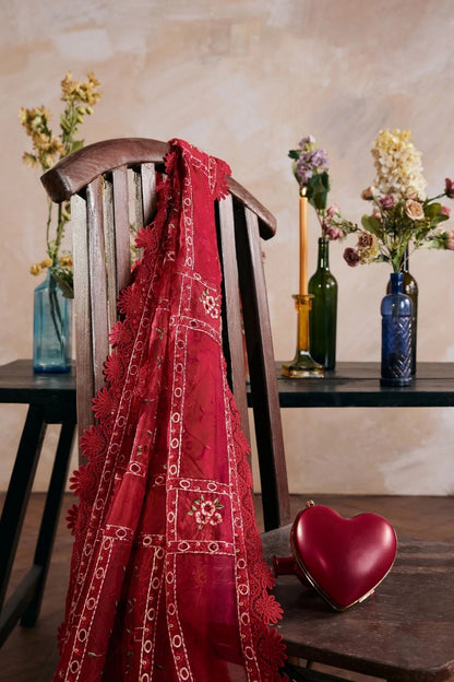 Maryam Hussain - 3PC Unstitched Lawn Embroidered Shirt with Cotton Net Embroidered Dupatta and Trouser
