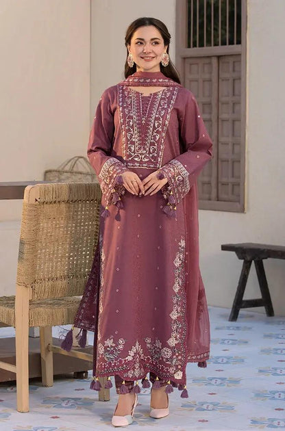 Allys - 3PC Lawn Sequence Embroidered Shirt with Embroidered Chiffon Dupatta (Unstitched)