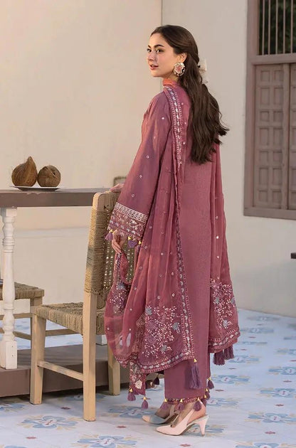 Allys - 3PC Lawn Sequence Embroidered Shirt with Embroidered Chiffon Dupatta (Unstitched)