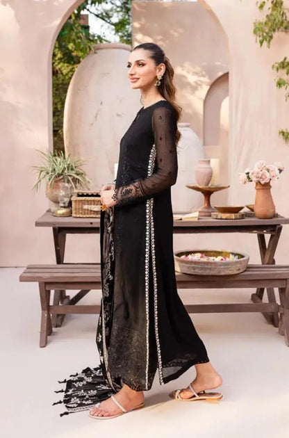 Azure - 3PC Unstitched Shamooz Silk Sequence Embroidered Shirt with Chiffon Embroidered Dupatta and Embroidered Trousers