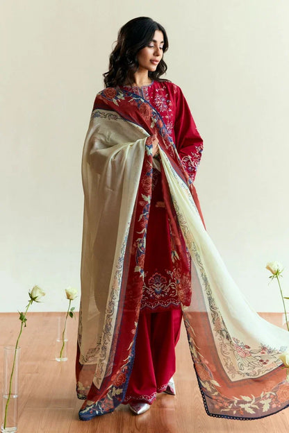 Coco By Zara Shahjahan Luxury Lawn Embroidered Unstitched 3 Piece Alba D8