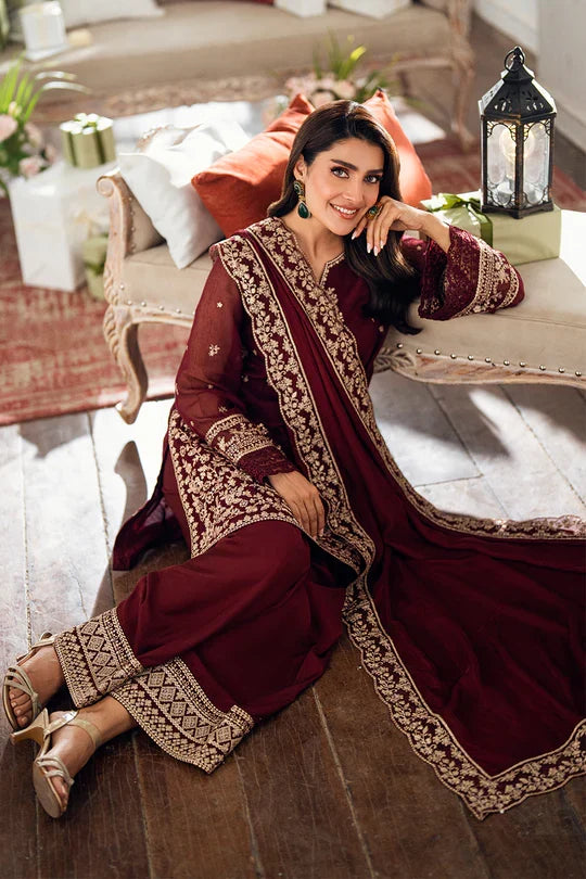 Azure Luxury Chiffon Embroidered Collection Unstitched Berry Dusk