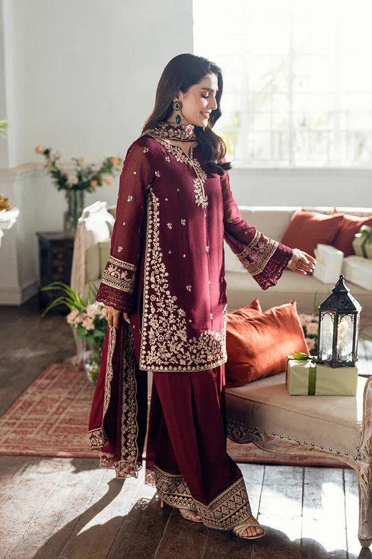 Azure Luxury Chiffon Embroidered Collection Unstitched Berry Dusk