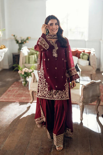 Azure Luxury Chiffon Embroidered Collection Unstitched Berry Dusk