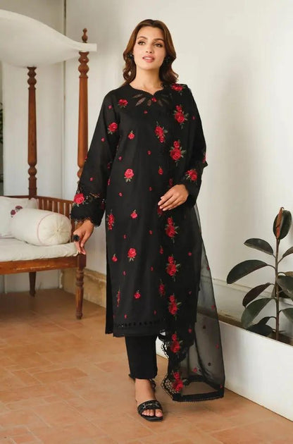 Baroque - 3PC Lawn Embroidered Shirt with Embroidered Chiffon Dupatta (Unstitched)