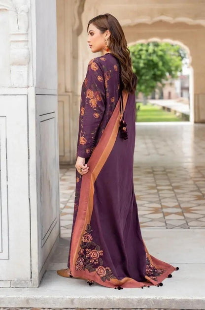 Baroque - 3PC Unstitched Printed Karandi Shirt with Printed Karandi Dupatta and Same Printed Trouser